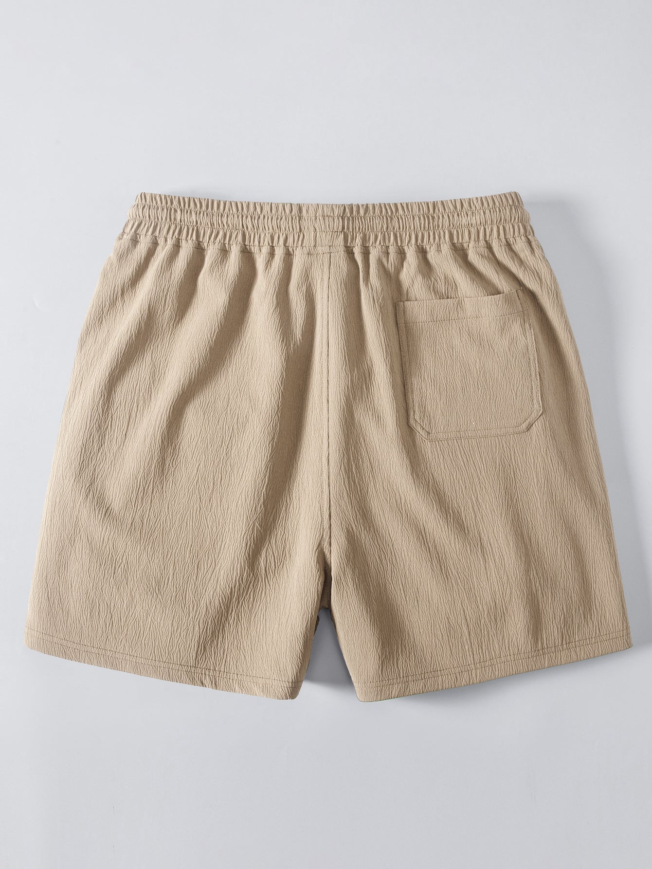 Twisted Jacquard Button Up Knit Shirt & Crinkle Textured Drawstring 5" Shorts