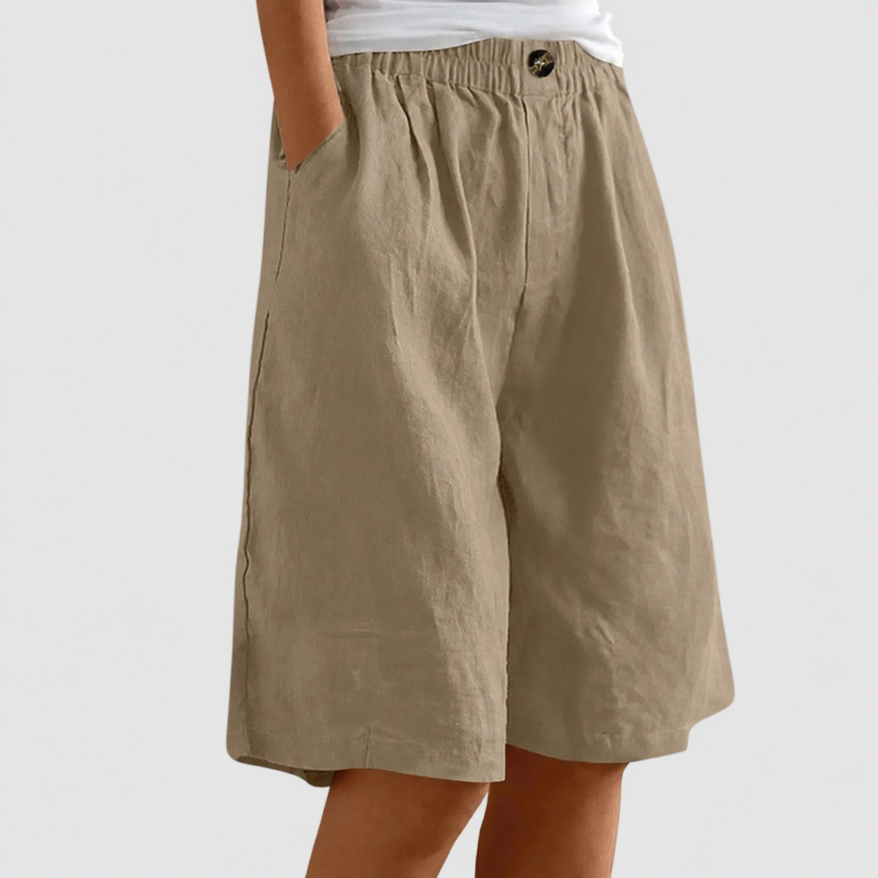 Marie Wide-Leg Elastic Waist Shorts – Camel