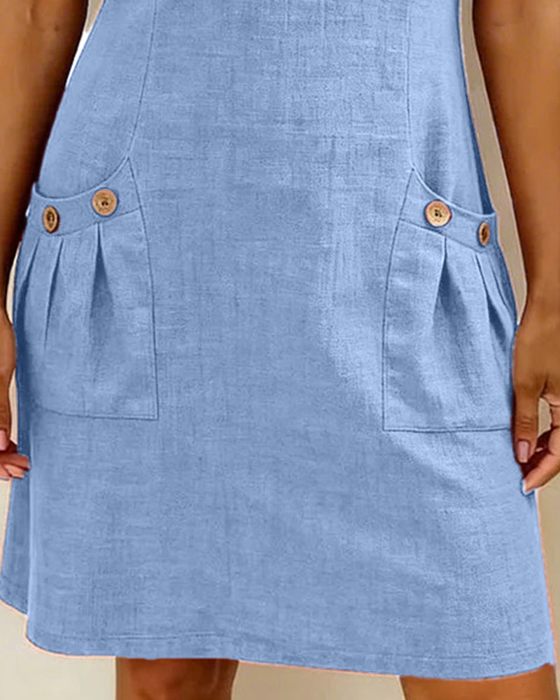 Cotton Linen Zip Pocket Dress