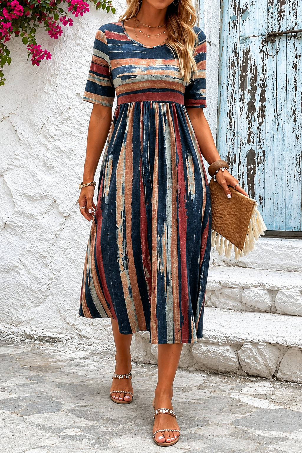 Katie™ | Striped, Flowing Midi Dress