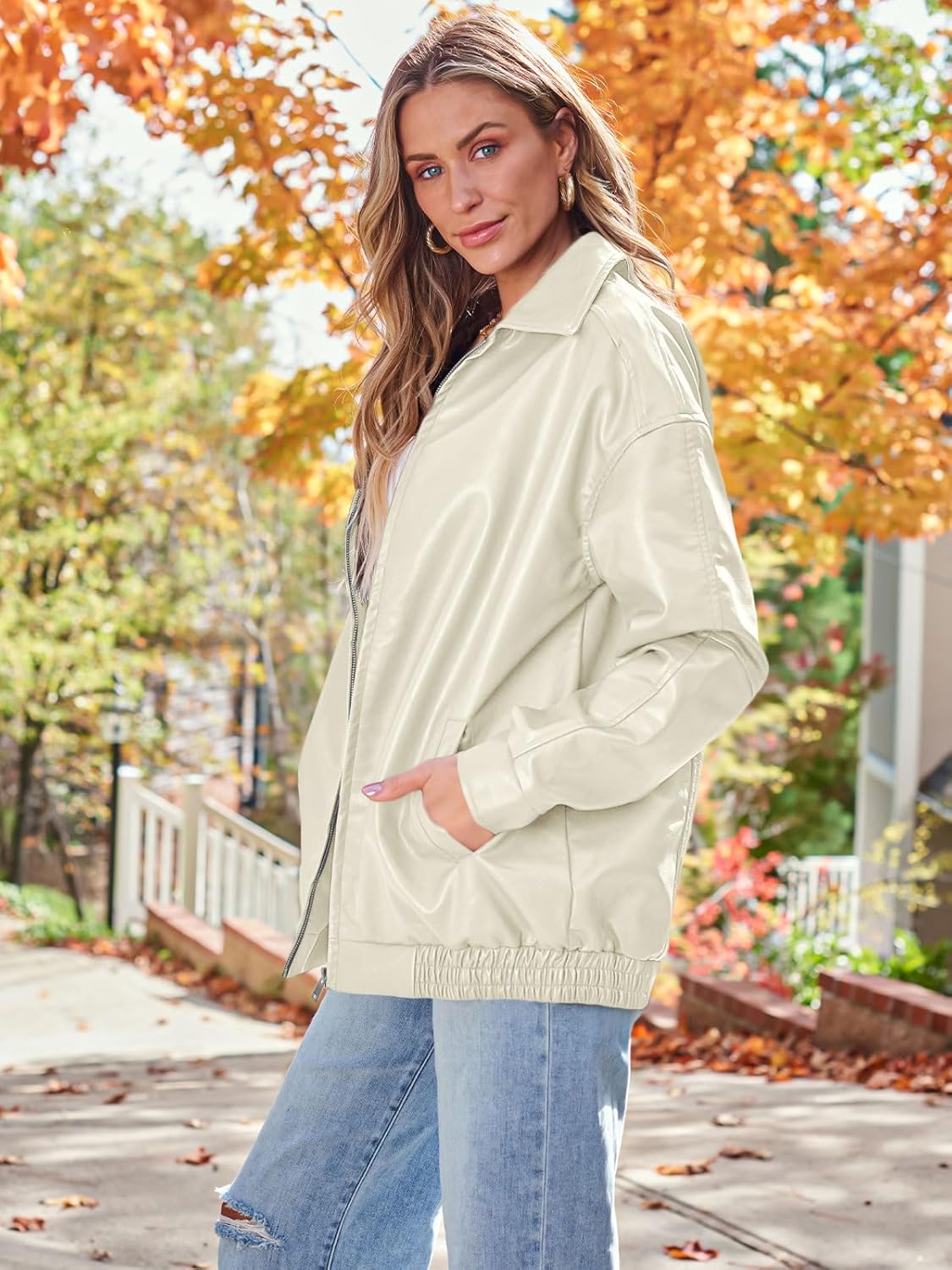 Womens Oversized Leather Jacket