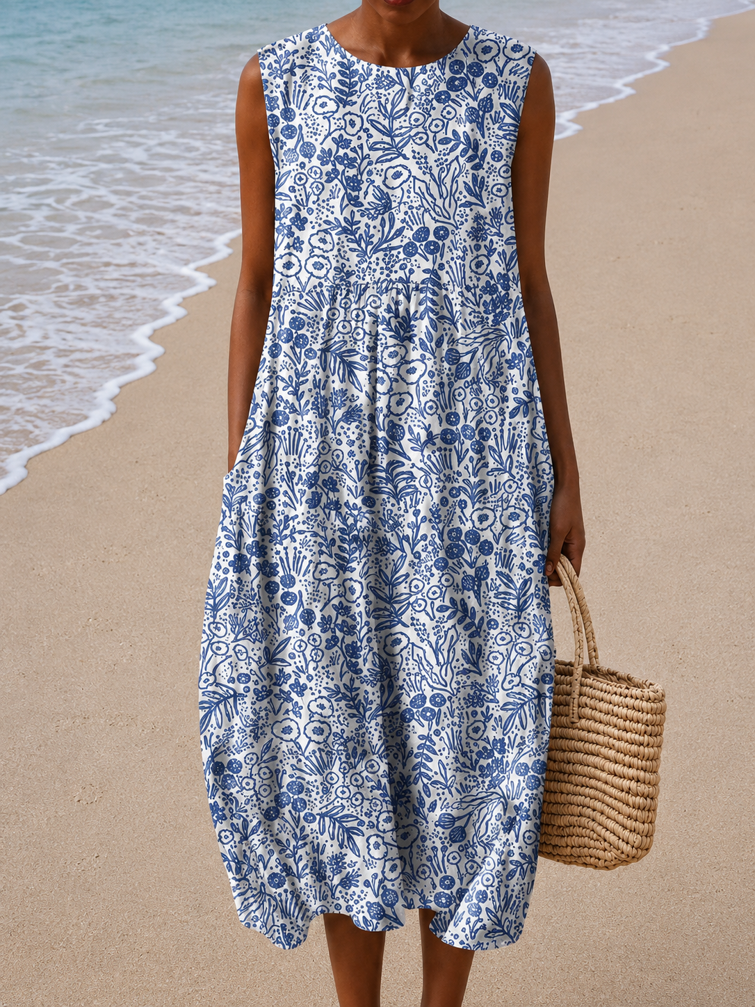Ava - Women’s Sleeveless Relaxed Fit Midi Dress