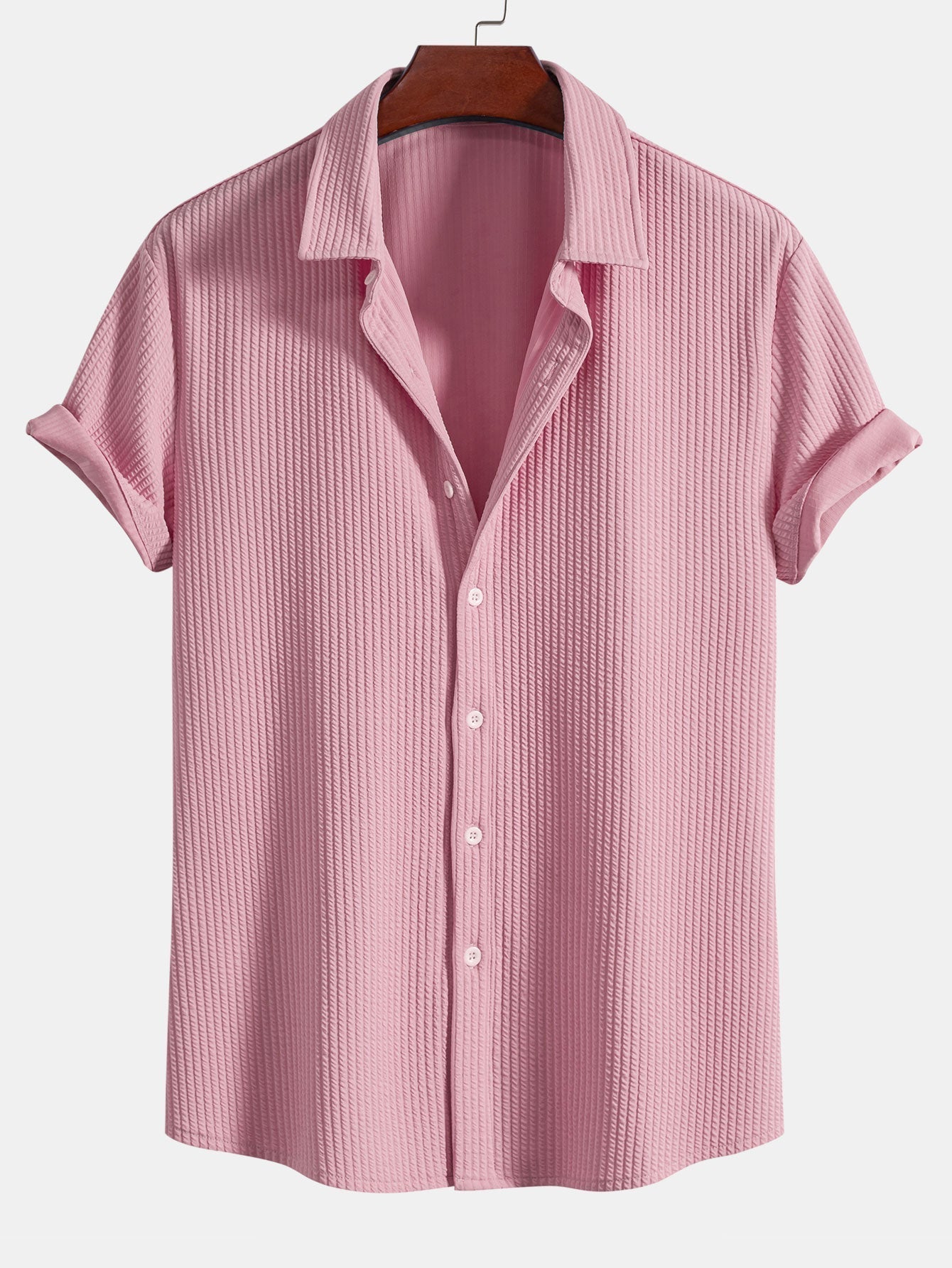 Muscle Ribbed Button-Up Shirt