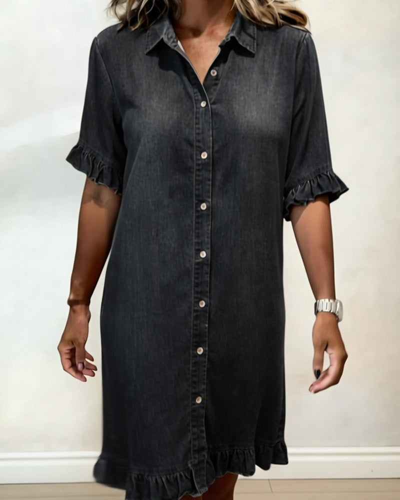Aveline | Comfortable Denim Dress with Flattering Pleats