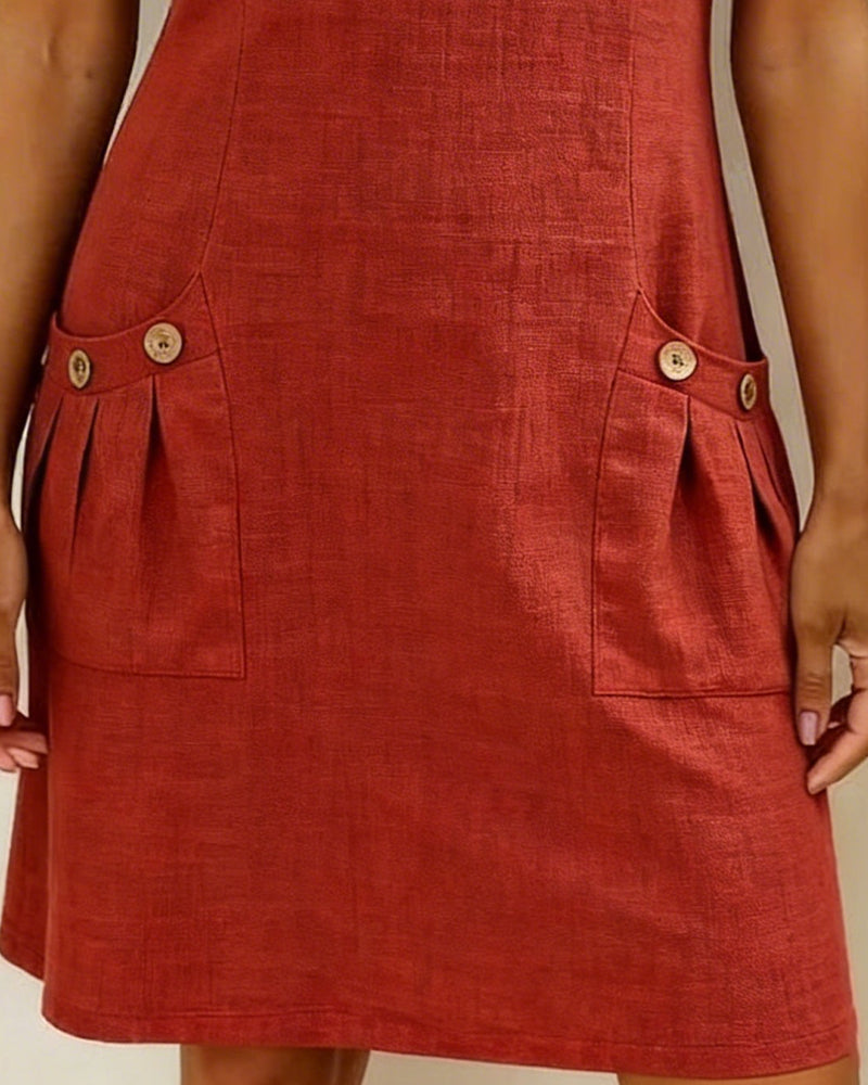 Cotton Linen Zip Pocket Dress