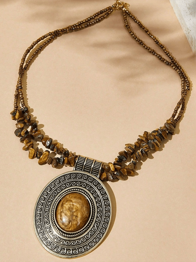 Women'S Vintage Turquoise Rice Bead Necklace
