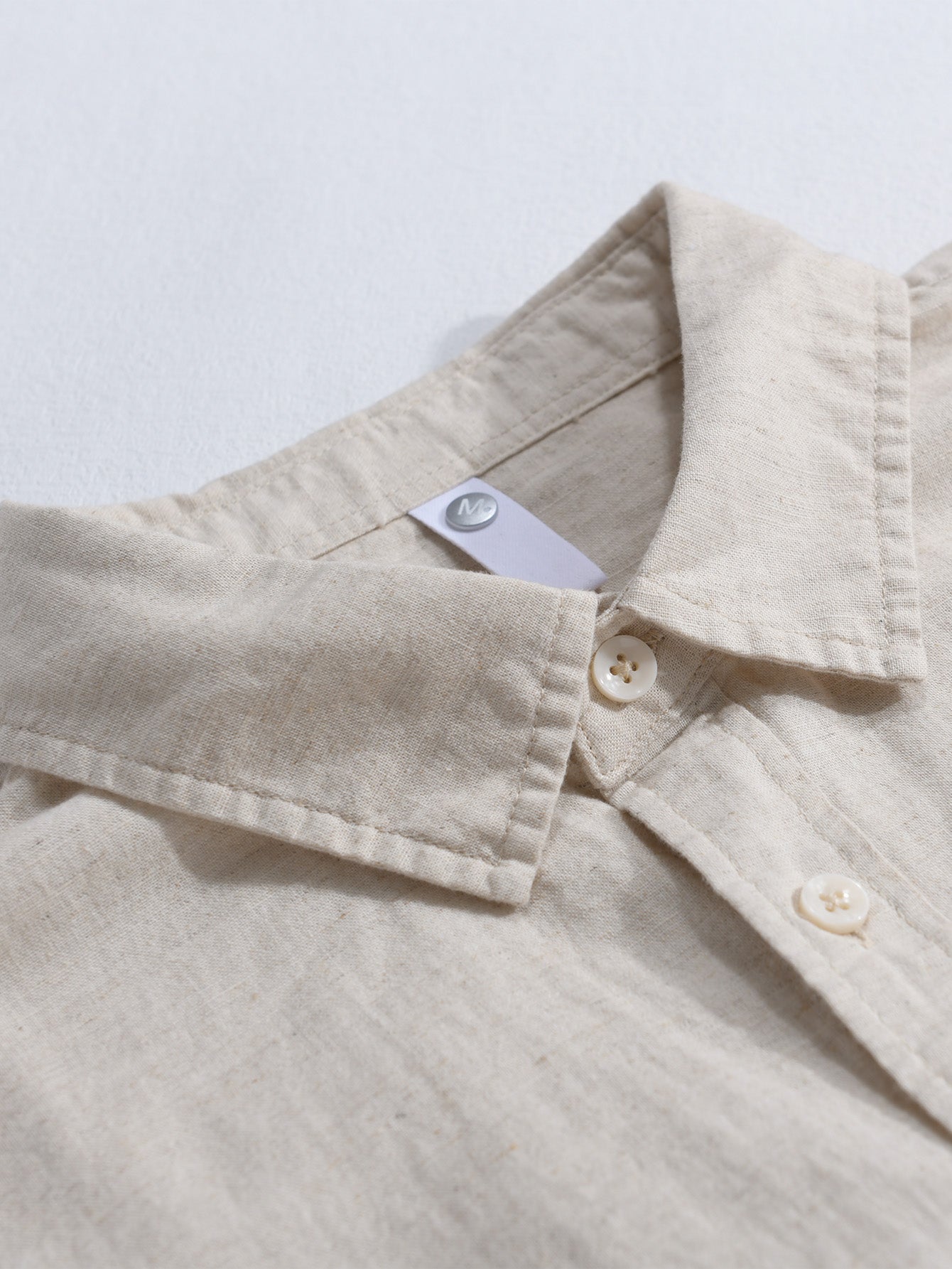 Long Sleeve Linen and Cotton Shirt with Pocket