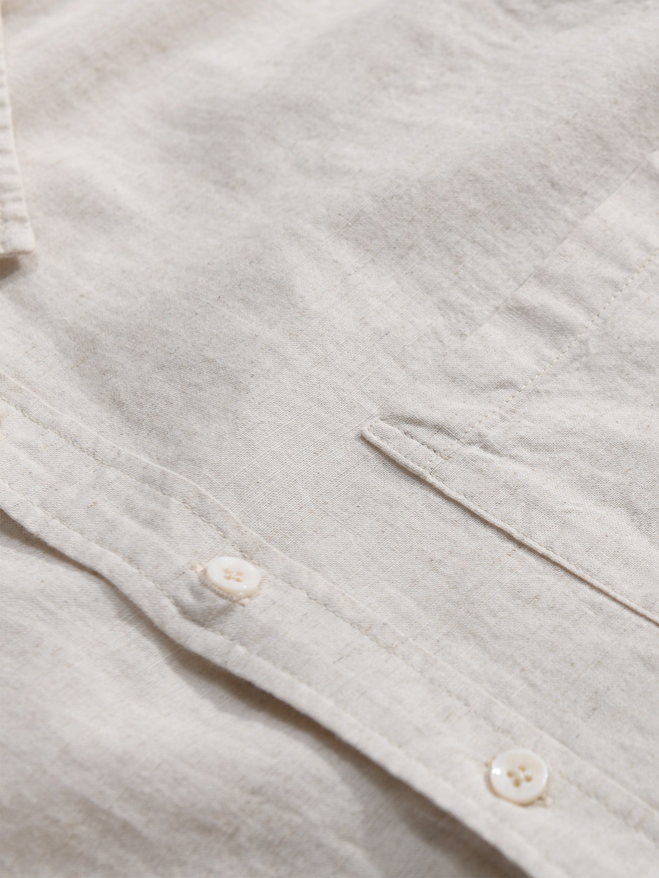 Long Sleeve Linen and Cotton Shirt with Pocket