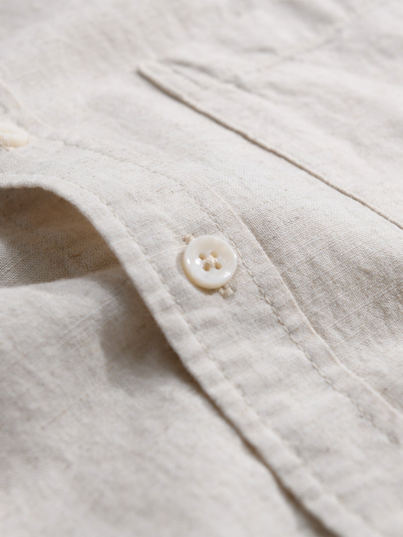 Long Sleeve Linen and Cotton Shirt with Pocket