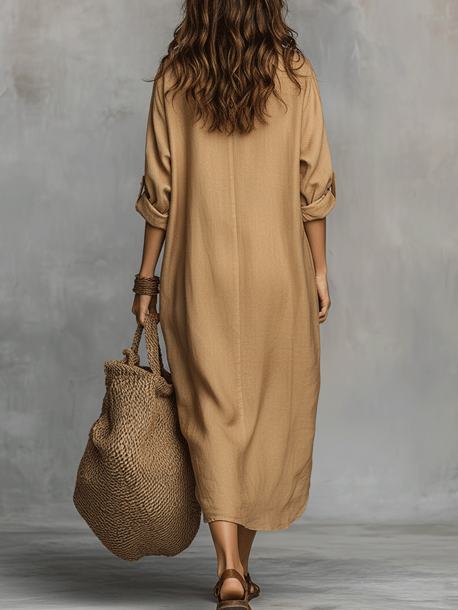 Bohemian Charm Casual Buttoned Dress
