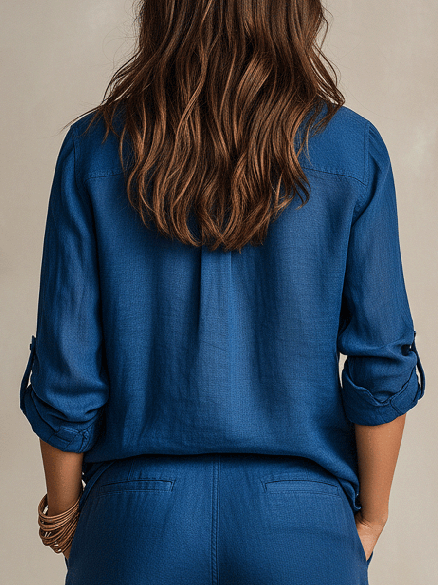 Bohemian Indigo Quiet Ease Button-Down Linen Shirt