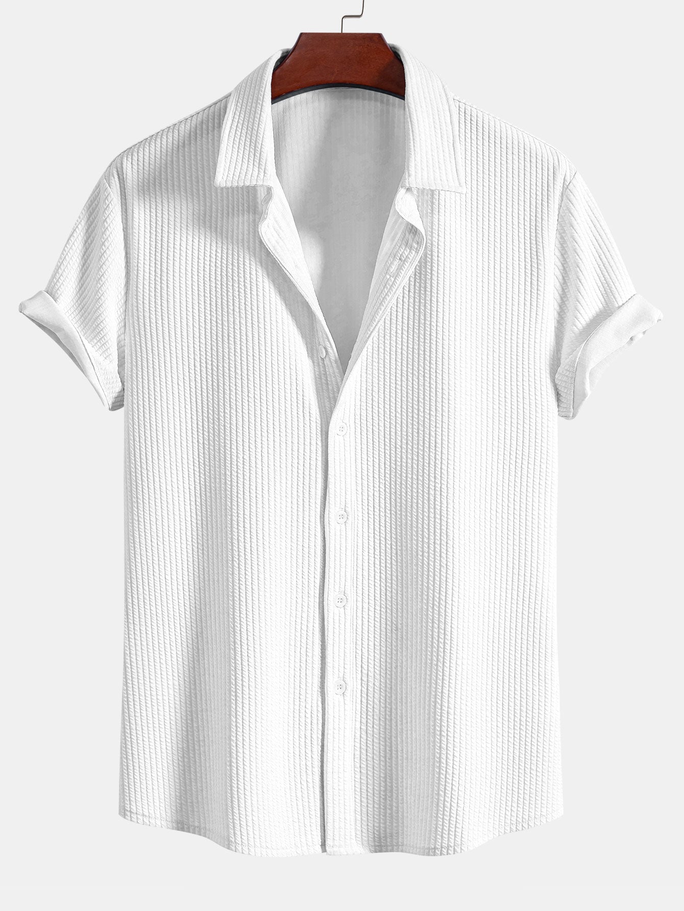Muscle Ribbed Button-Up Shirt