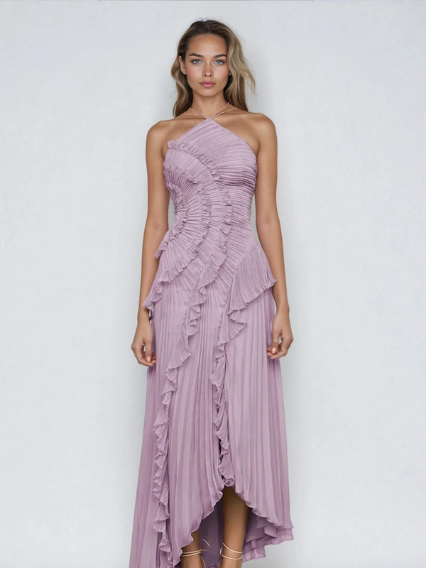 Sara | Purple Pleated Dress