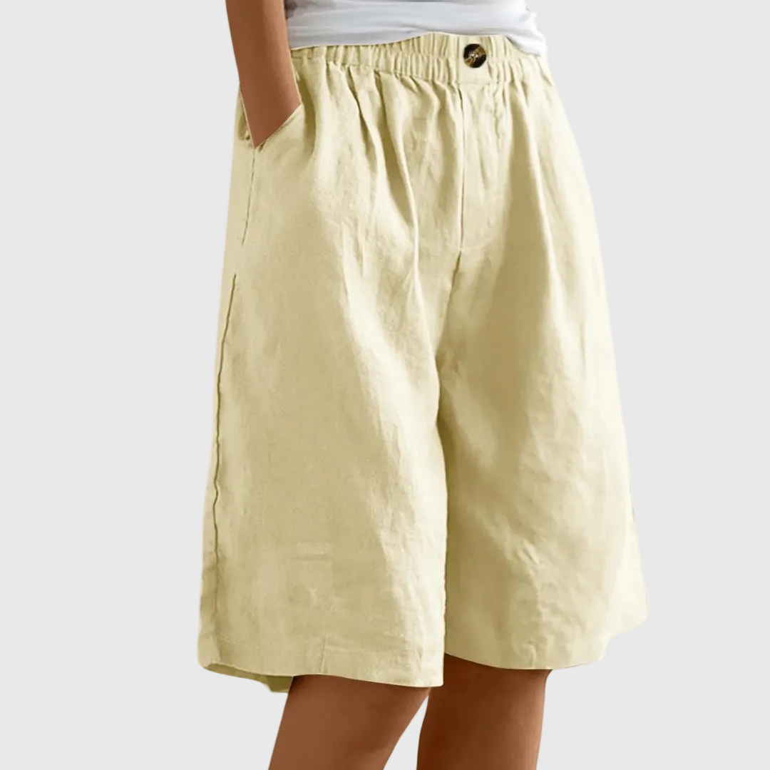 Marie Wide-Leg Elastic Waist Shorts – Khaki