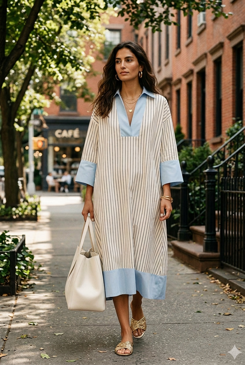 Effortless Striped Midi Dress