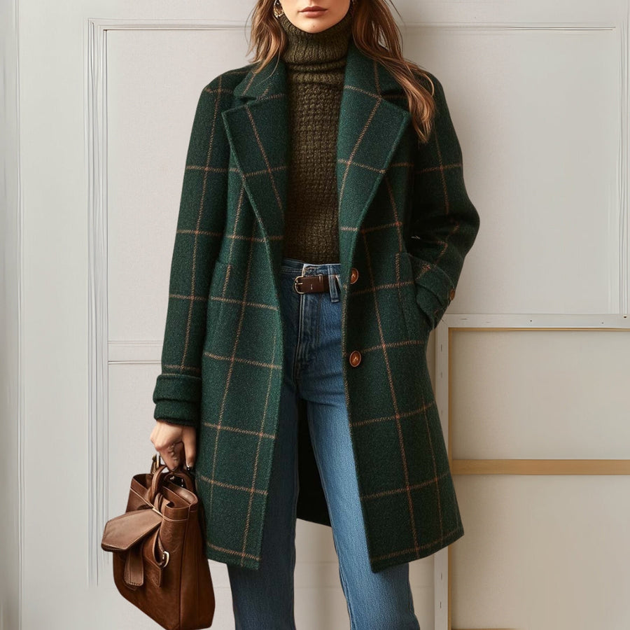 Lana™ | Long Tweed Plaid Coat