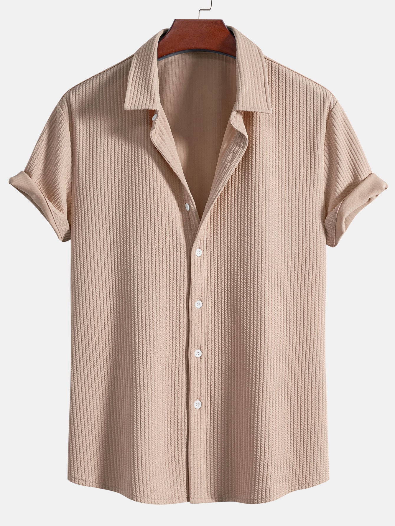Muscle Ribbed Button-Up Shirt