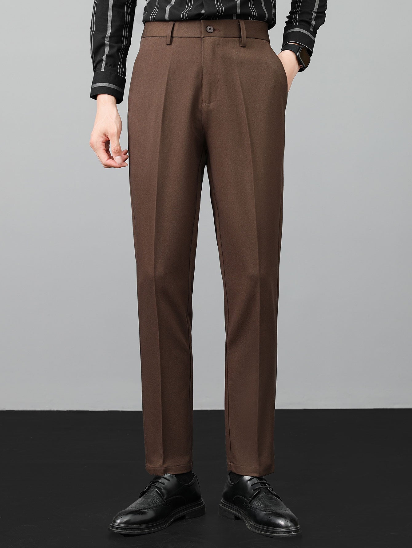 Contrast Stripe Trim Waffle Polo & Slim Fit Tapered Trousers
