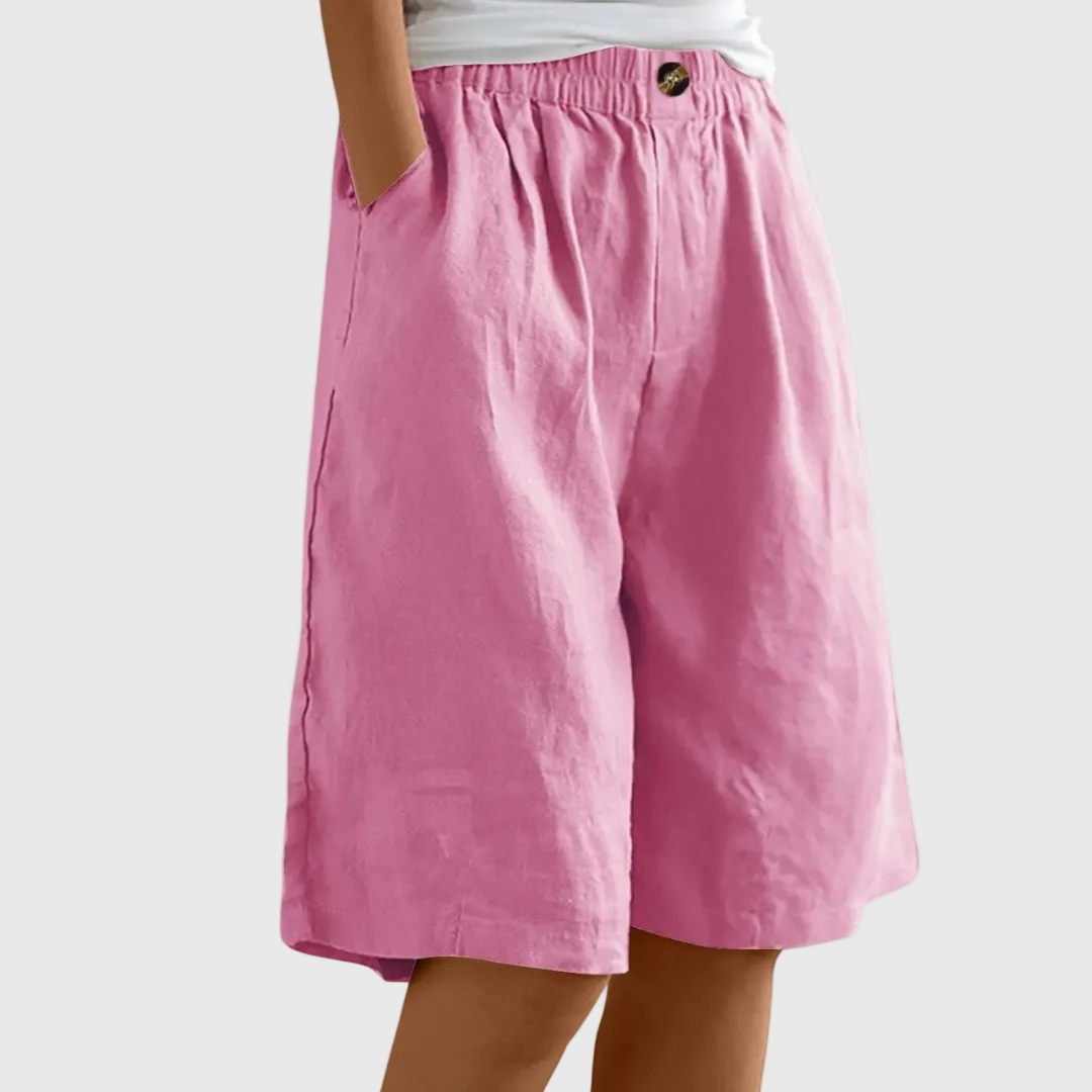 Marie Wide-Leg Elastic Waist Shorts – Pink