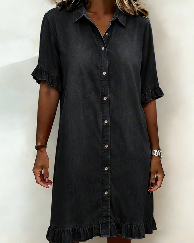 Aveline | Comfortable Denim Dress with Flattering Pleats
