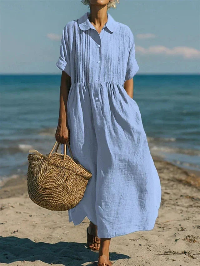 Laura - Cotton Button Shirt Dress
