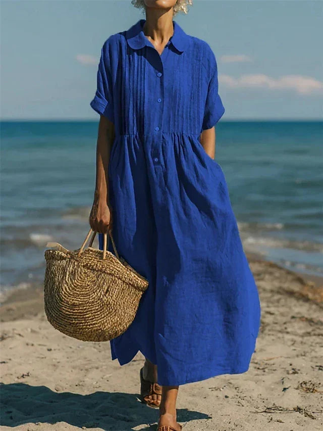 Laura - Cotton Button Shirt Dress