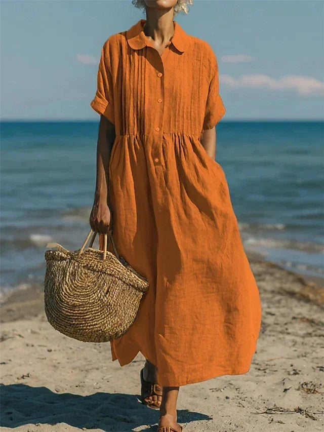 Laura - Cotton Button Shirt Dress