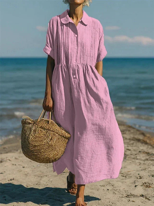 Laura - Cotton Button Shirt Dress