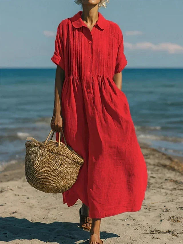 Laura - Cotton Button Shirt Dress