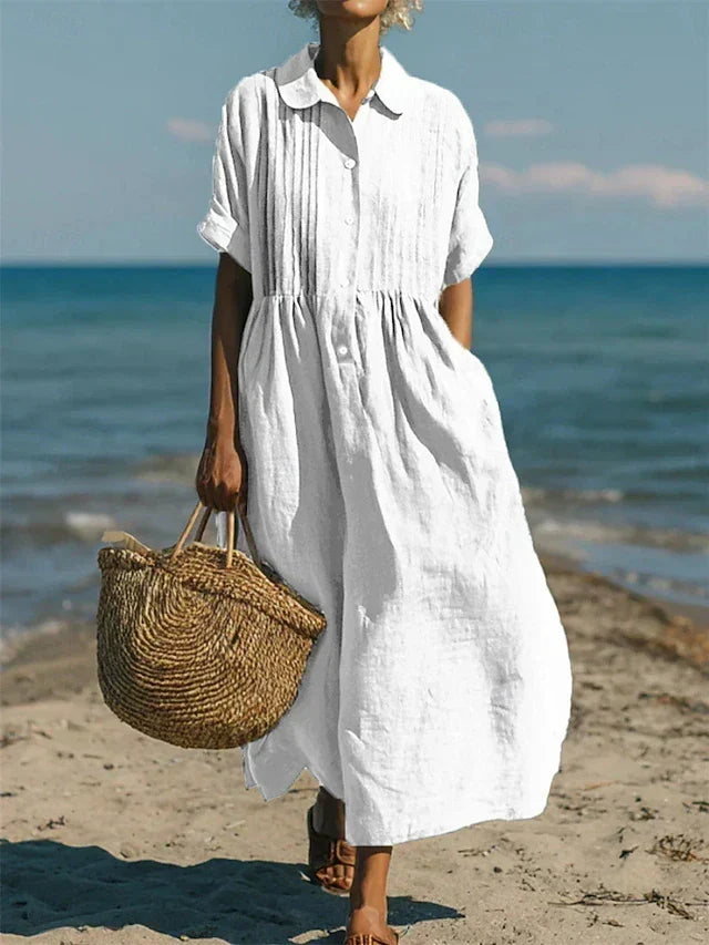 Laura - Cotton Button Shirt Dress