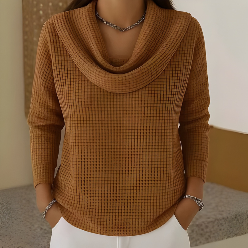 AMBER™ | Elegant Sweater with Warm Comfort and Flowing Waterfall Neckline for Every Day