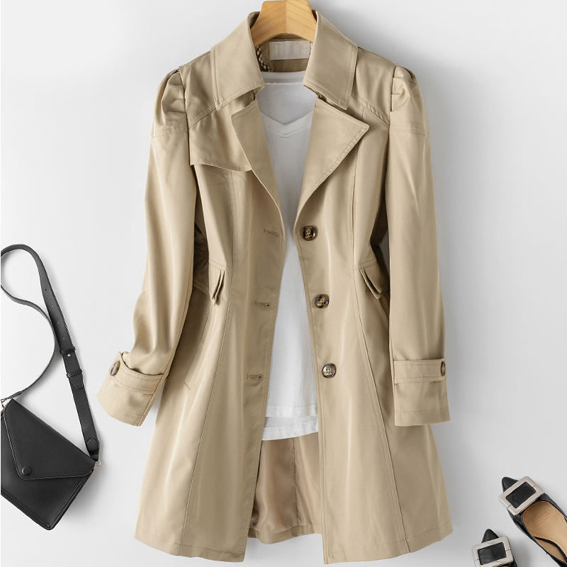 Dames Trenchcoat Jas – Halflange Klassieke Jas met Knopen | Beau