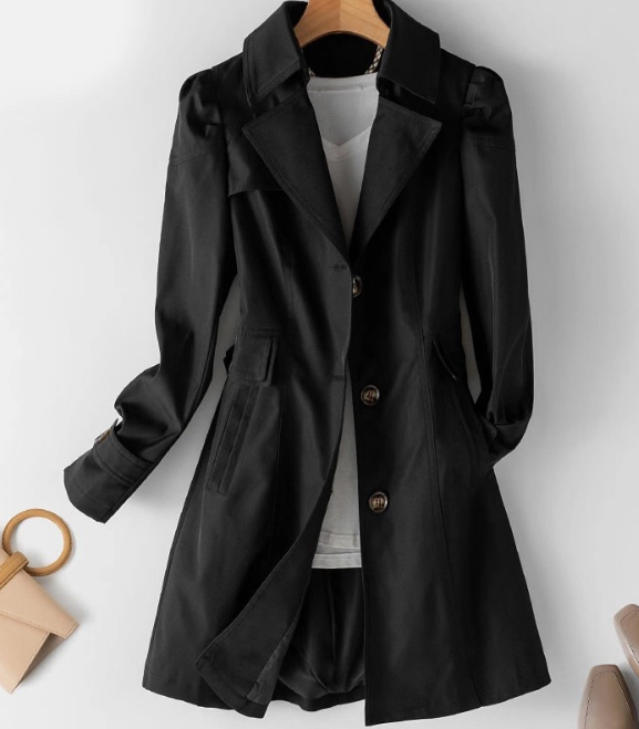 Dames Trenchcoat Jas – Halflange Klassieke Jas met Knopen | Beau