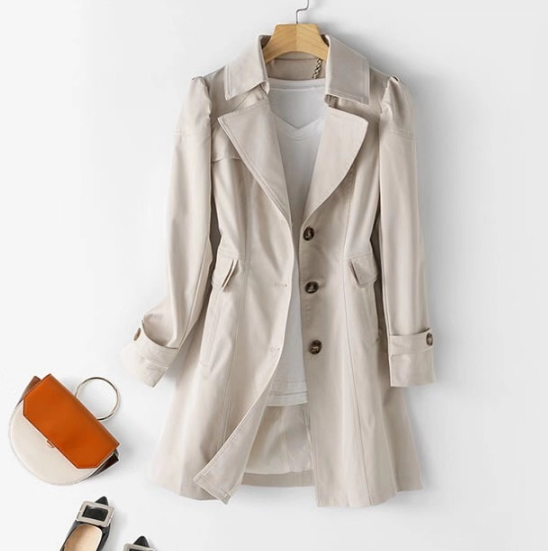 Dames Trenchcoat Jas – Halflange Klassieke Jas met Knopen | Beau