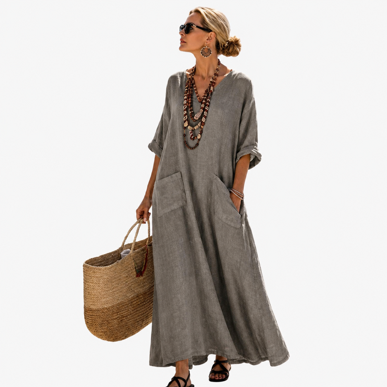 Kirsten – Long Caftan – Taupe