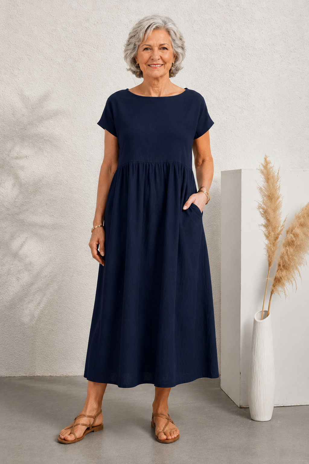 Gabrielle™ — Flowing Midi Dress with Timeless Elegance