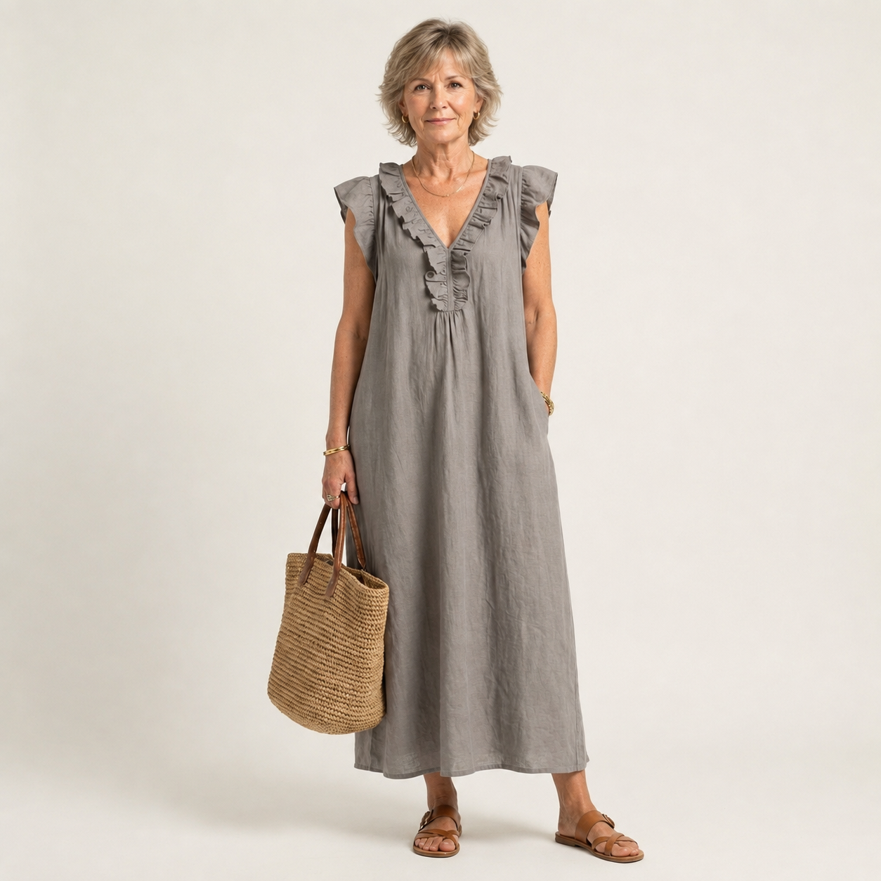 Josette | Ruffle V-Neck Maxi Dress