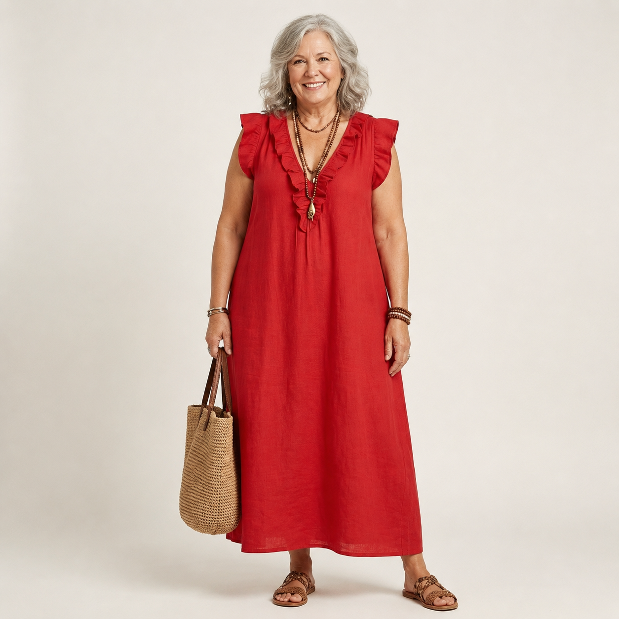Josette | Ruffle V-Neck Maxi Dress