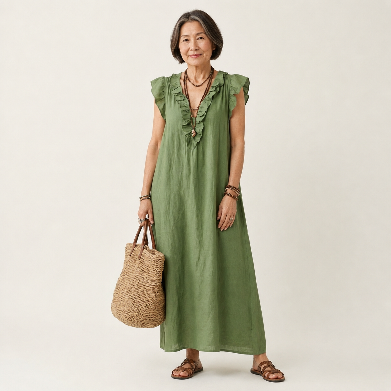 Josette | Ruffle V-Neck Maxi Dress