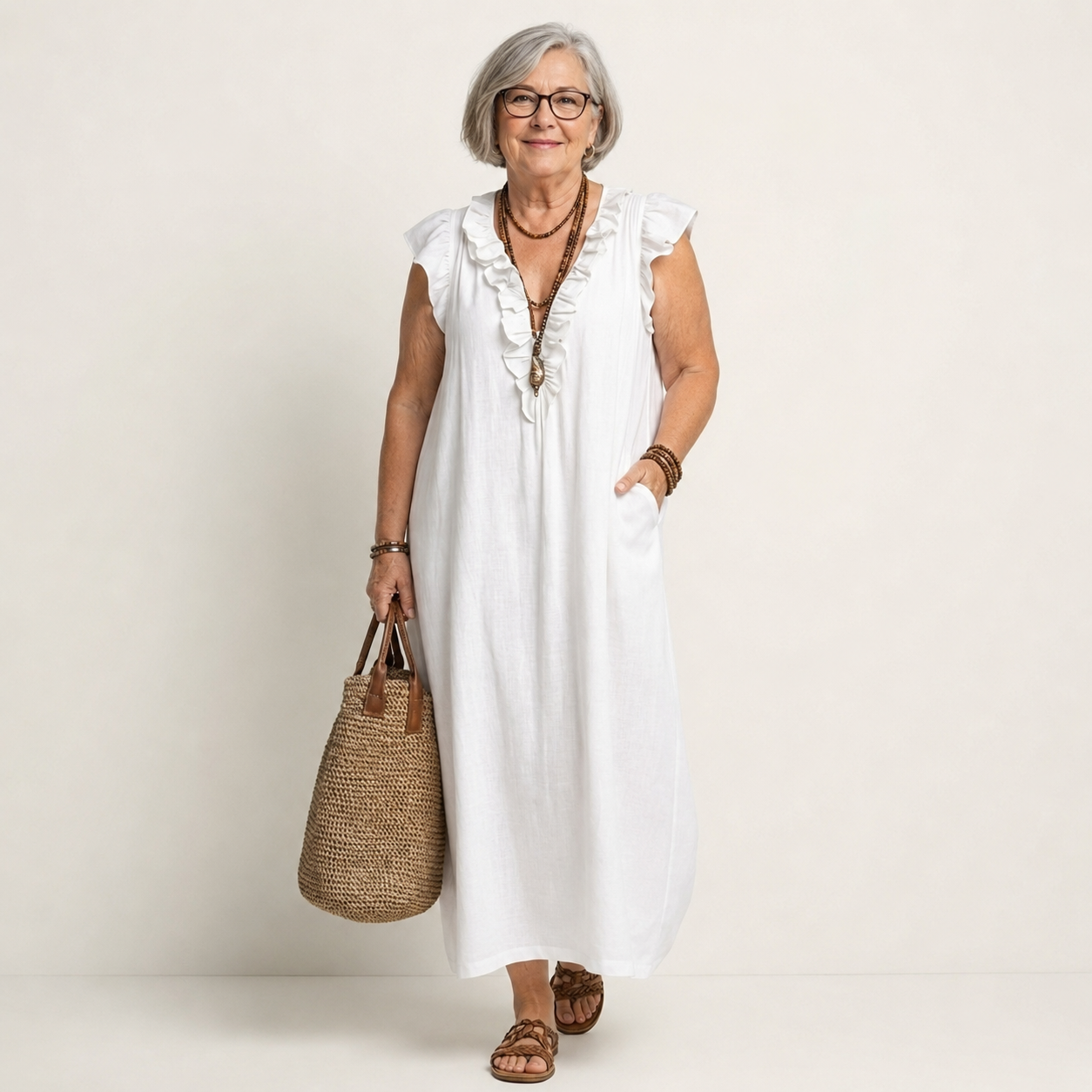 Josette | Ruffle V-Neck Maxi Dress