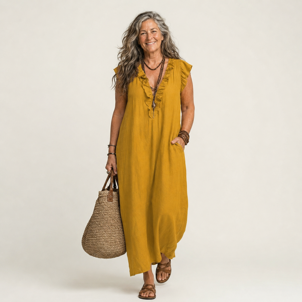 Josette | Ruffle V-Neck Maxi Dress