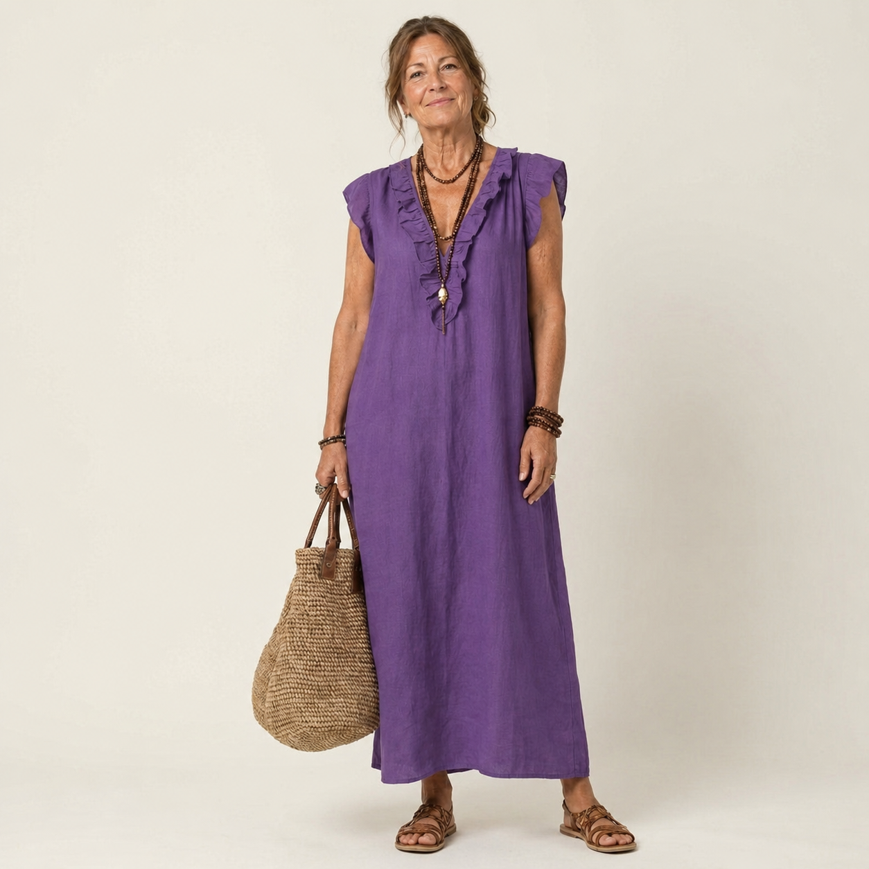 Josette | Ruffle V-Neck Maxi Dress