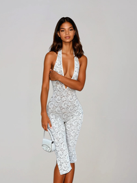 Monica Lace Jumpsuit In White