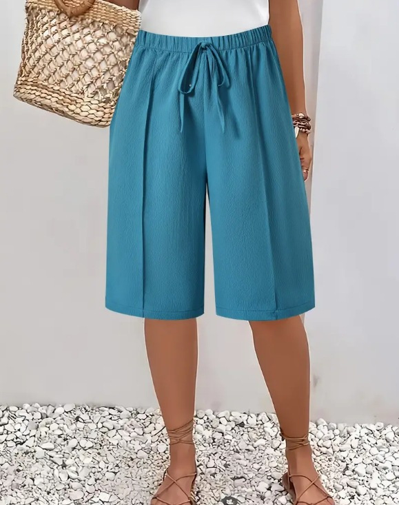 Lina Elegant Comfort Shorts – Blue