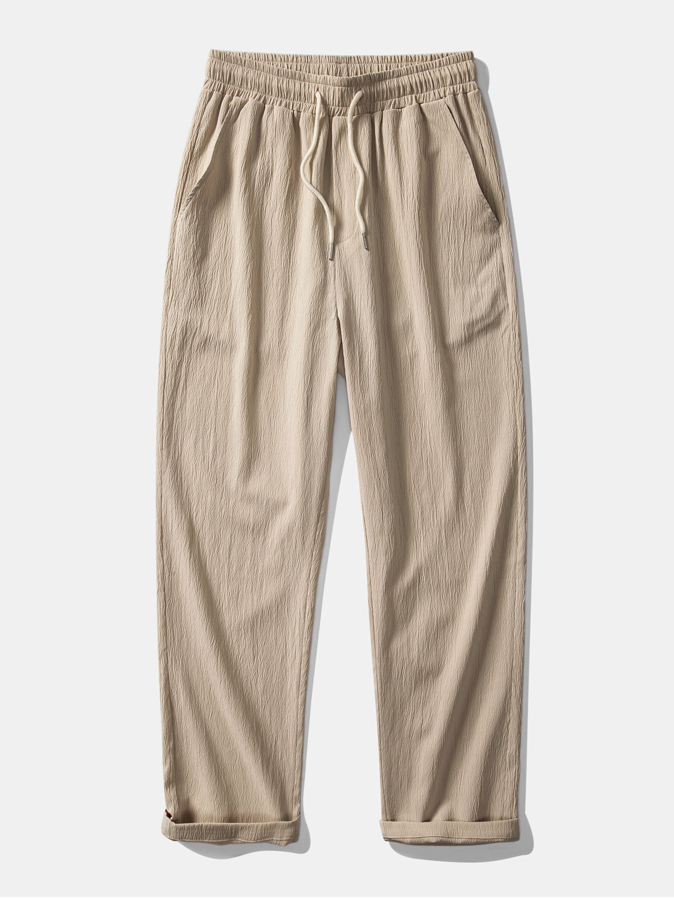 Textuur Jacquard Cubaanse Shirt & Kreukel Textuur Rechte Pantalon