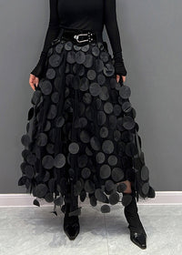 Elegant Black Dot Skirt Fall
