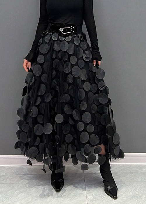 Elegant Black Dot Skirt Fall