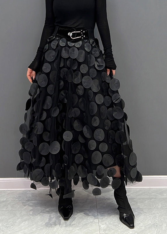 Elegant Black Dot Skirt Fall
