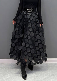 Elegant Black Dot Skirt Fall
