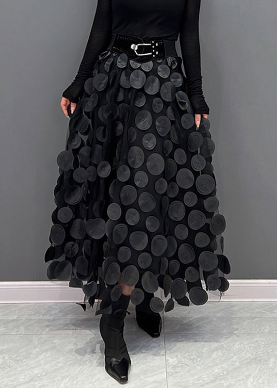 Elegant Black Dot Skirt Fall